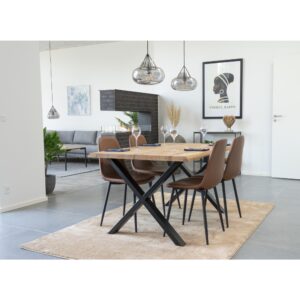 Toulon Spisebord med bølget kant, egetræ, natur, forberedt til tillægsplader, 95x140x75 cm - Billede 5