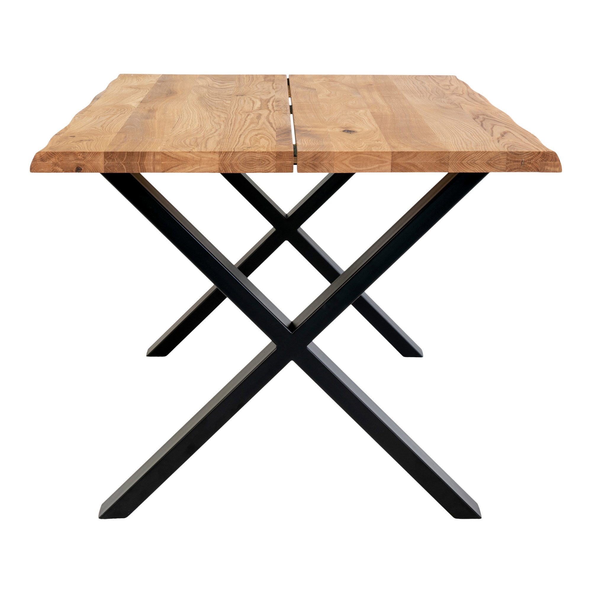 Toulon Spisebord med bølget kant, egetræ, natur, forberedt til tillægsplader, 95x140x75 cm - Billede 3