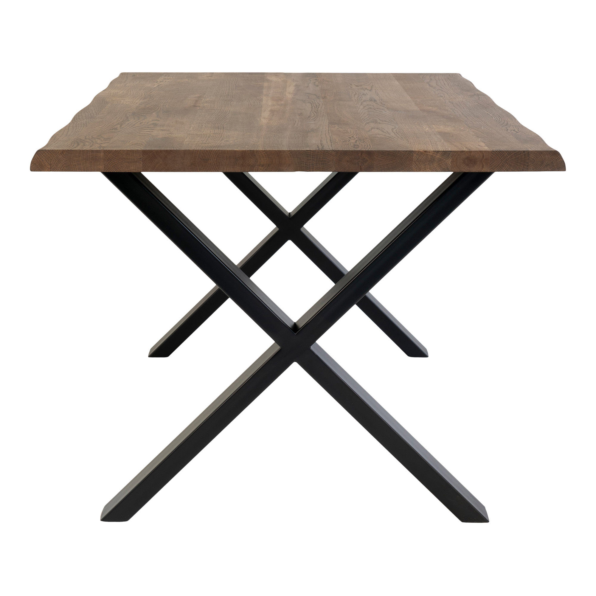 Toulon Spisebord med bølget kant, egetræ, smoked, forberedt til tillægsplader, 100x300x75 cm - Billede 3