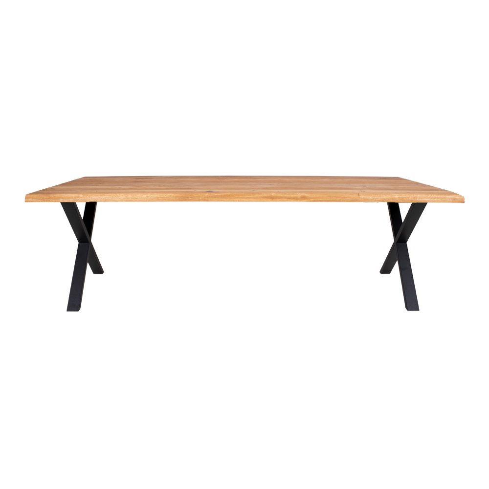 Toulon Spisebord med bølget kant, egetræ, natur, forberedt til tillægsplader, 100x300x75 cm - Billede 2