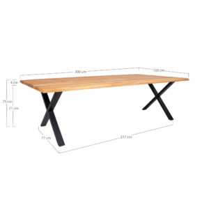 Toulon Spisebord med bølget kant, egetræ, natur, forberedt til tillægsplader, 100x300x75 cm - Billede 8