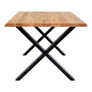 Toulon Spisebord med bølget kant, egetræ, natur, forberedt til tillægsplader, 100x300x75 cm - Billede 3