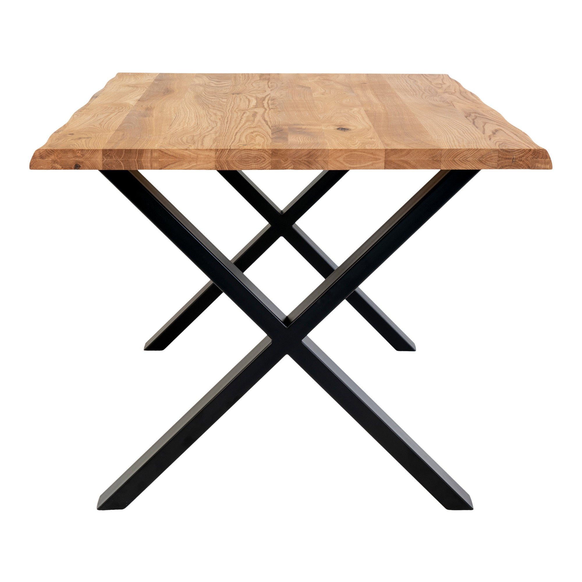 Toulon Spisebord med bølget kant, egetræ, natur, forberedt til tillægsplader, 100x300x75 cm - Billede 3