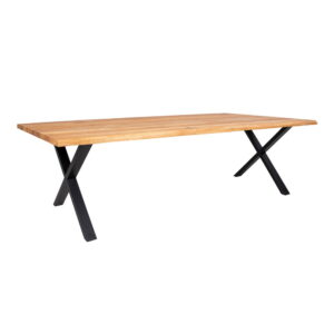 Toulon Spisebord med bølget kant, egetræ, natur, forberedt til tillægsplader, 100x300x75 cm