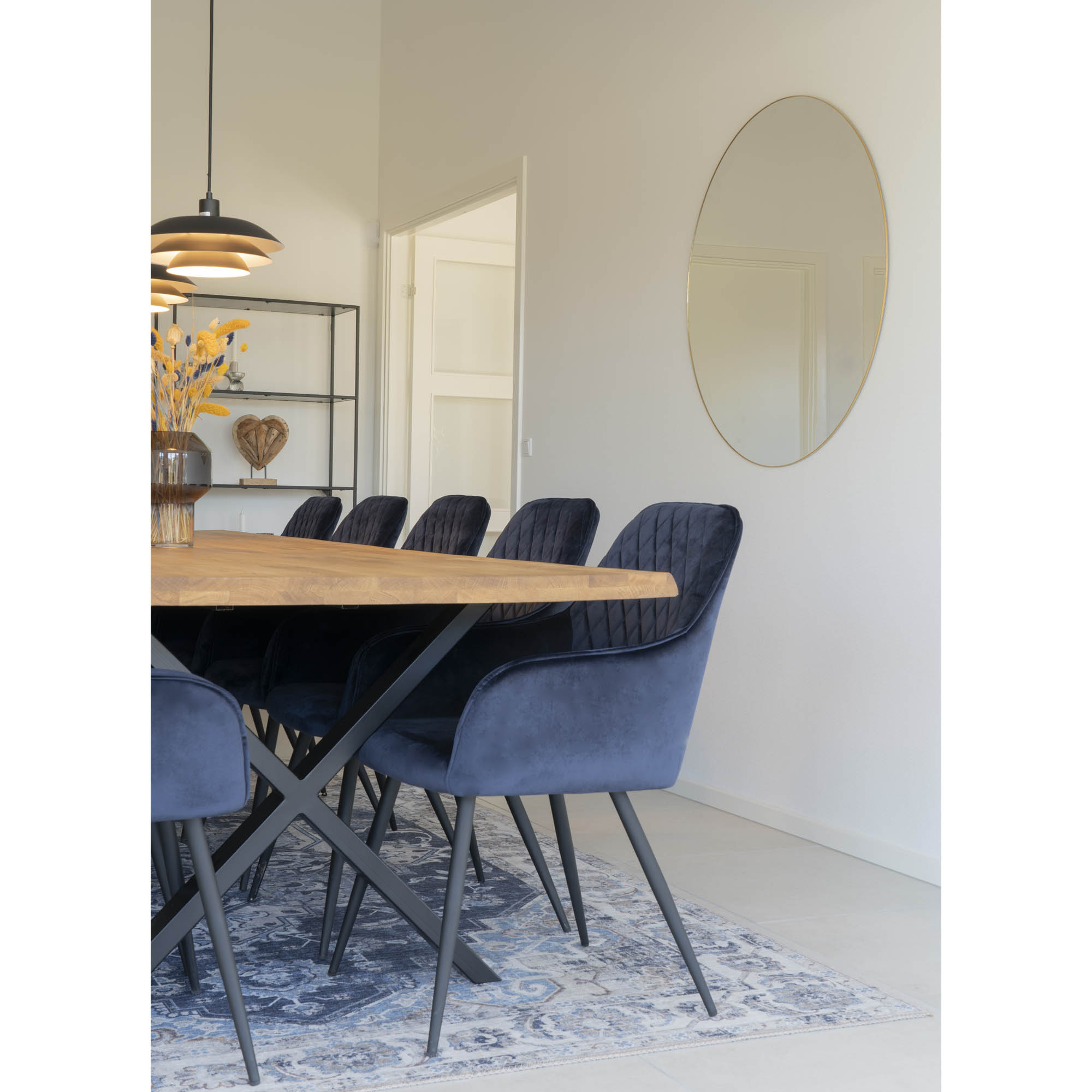 Toulon Spisebord med bølget kant, egetræ, natur, forberedt til tillægsplader, 100x300x75 cm - Billede 4