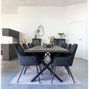 Toulon Spisebord med bølget kant, egetræ, smoked, forberedt til tillægsplader, 95x240x75 cm - Billede 3