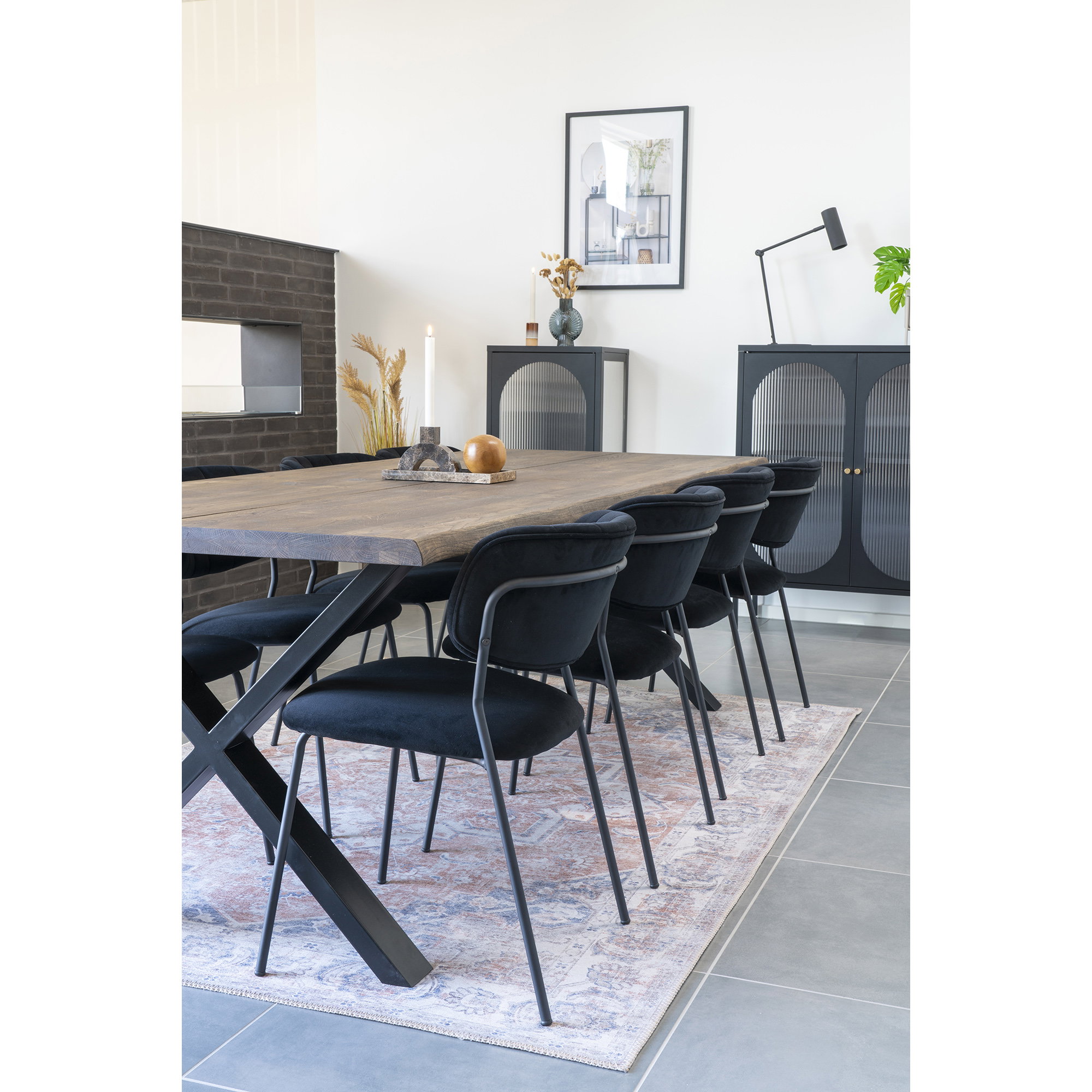 Toulon Spisebord med bølget kant, egetræ, smoked, forberedt til tillægsplader, 95x240x75 cm - Billede 4