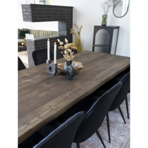 Toulon Spisebord med bølget kant, egetræ, smoked, forberedt til tillægsplader, 95x240x75 cm - Billede 5