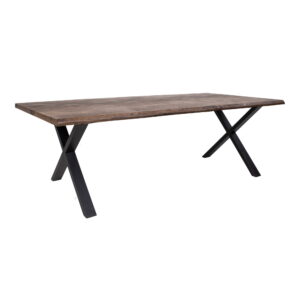 Toulon Spisebord med bølget kant, egetræ, smoked, forberedt til tillægsplader, 95x240x75 cm