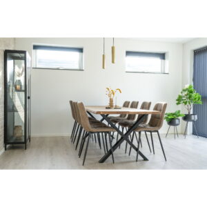 Toulon Spisebord med bølget kant, egetræ, natur, forberedt til tillægsplader, 95x240x75 cm - Billede 3