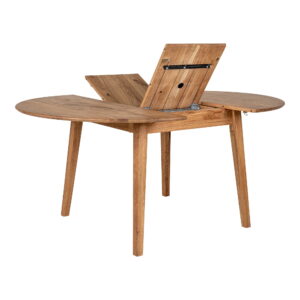 Metz Spisebord, egetræ, natur, indbyggget tillægsplade med butterflyfunktion, ø118x118-158x75 cm - Billede 4