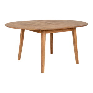 Metz Spisebord, egetræ, natur, indbyggget tillægsplade med butterflyfunktion, ø118x118-158x75 cm