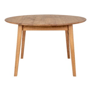 Metz Spisebord, egetræ, natur, indbyggget tillægsplade med butterflyfunktion, ø118x118-158x75 cm - Billede 5