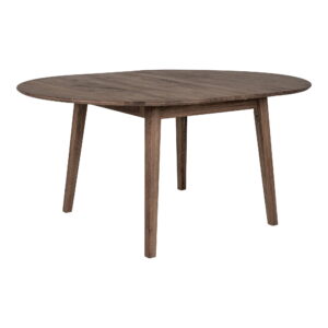 Metz Spisebord, egetræ, smoked, indbyggget tillægsplade med butterflyfunktion, ø118x118-158x75 cm