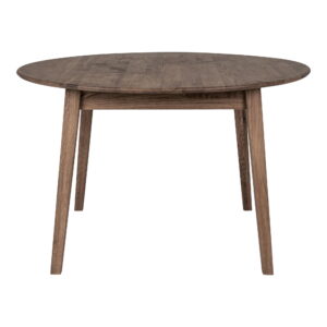 Metz Spisebord, egetræ, smoked, indbyggget tillægsplade med butterflyfunktion, ø118x118-158x75 cm - Billede 4