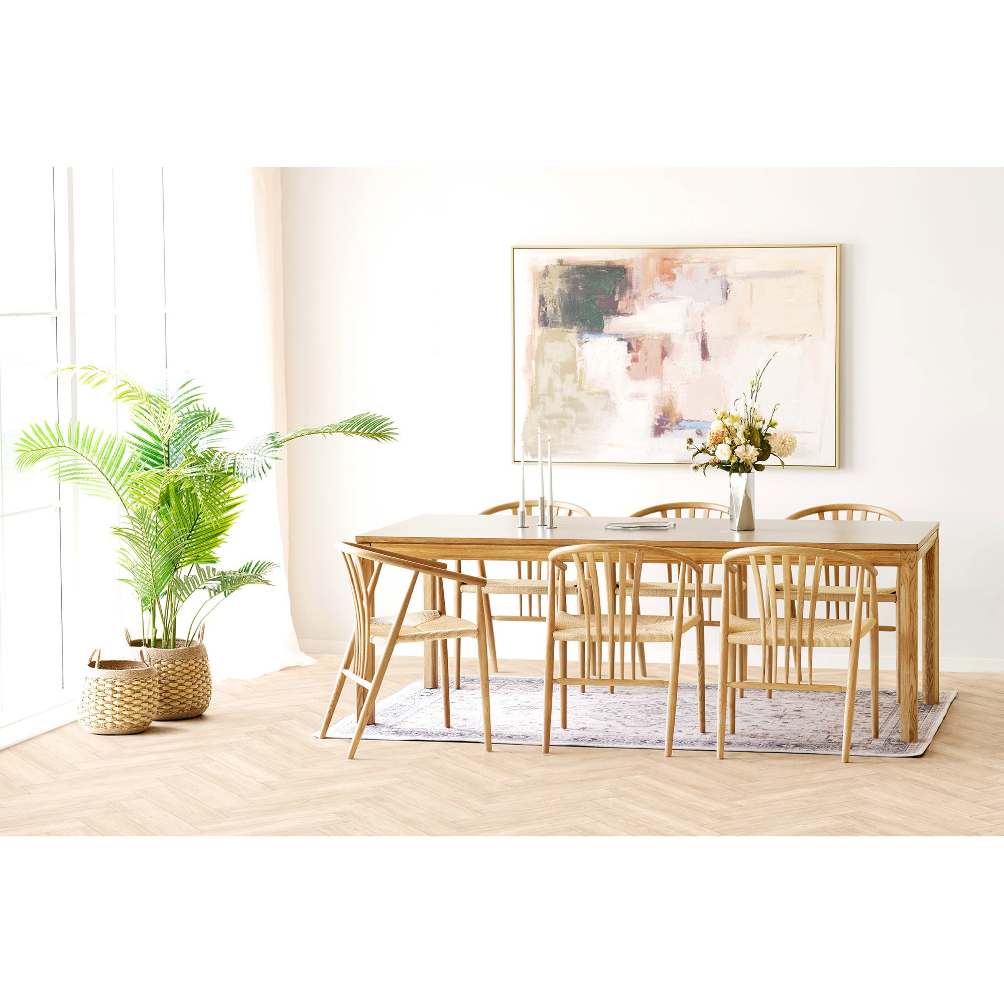 Bowen Spisebord, eg/hpl, natur/mørk sand, inkl. to tillægsplader, 100x220-270-320x75 cm - Billede 10