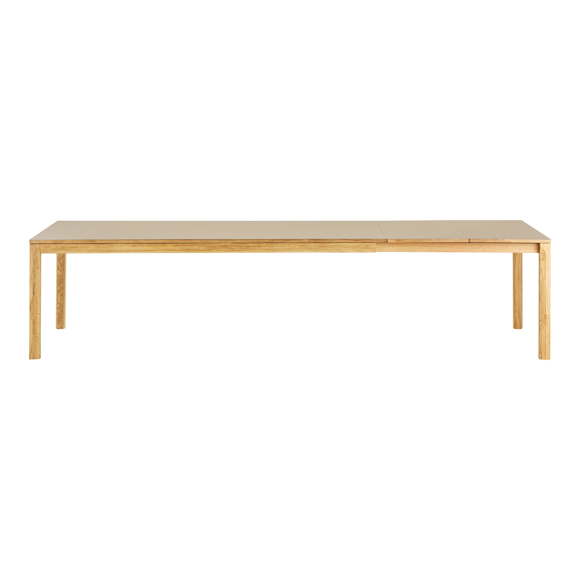 Bowen Spisebord, eg/hpl, natur/mørk sand, inkl. to tillægsplader, 100x220-270-320x75 cm - Billede 4