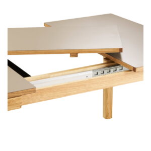 Bowen Spisebord, eg/hpl, natur/mørk sand, inkl. to tillægsplader, 100x220-270-320x75 cm - Billede 9