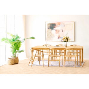 Bowen Spisebord, eg, natur, inkl. to tillægsplader, 100x220-270-320x75 cm - Billede 5