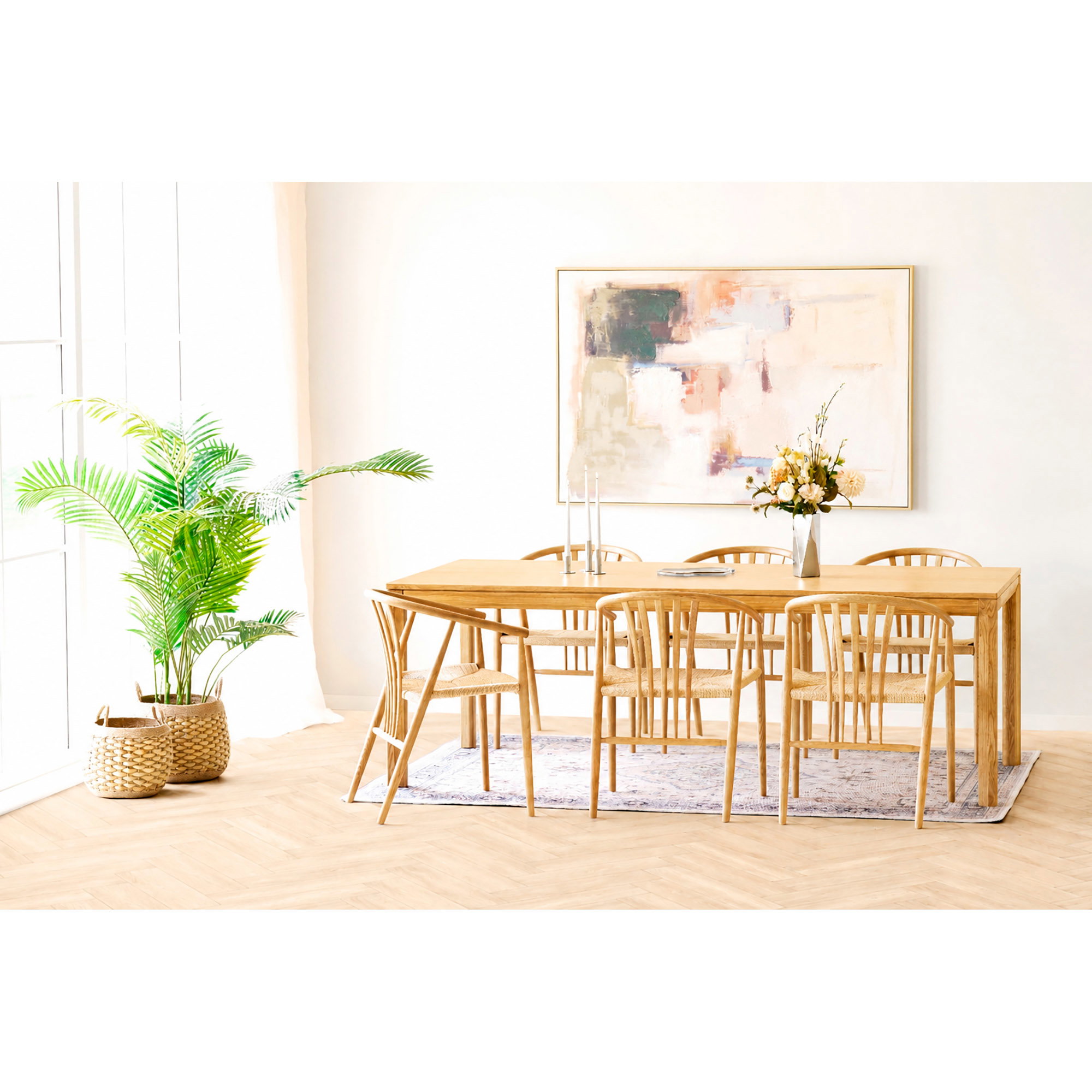 Bowen Spisebord, eg, natur, inkl. to tillægsplader, 100x220-270-320x75 cm - Billede 5