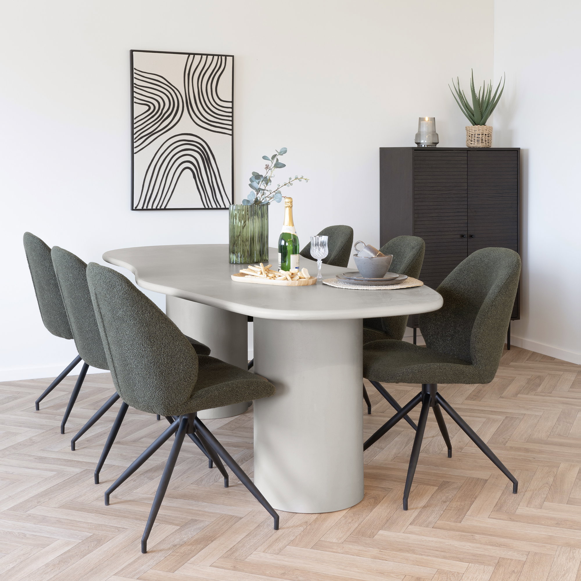 Maranola Spisebord, cement look, beige, 96x200x76 cm - Billede 5