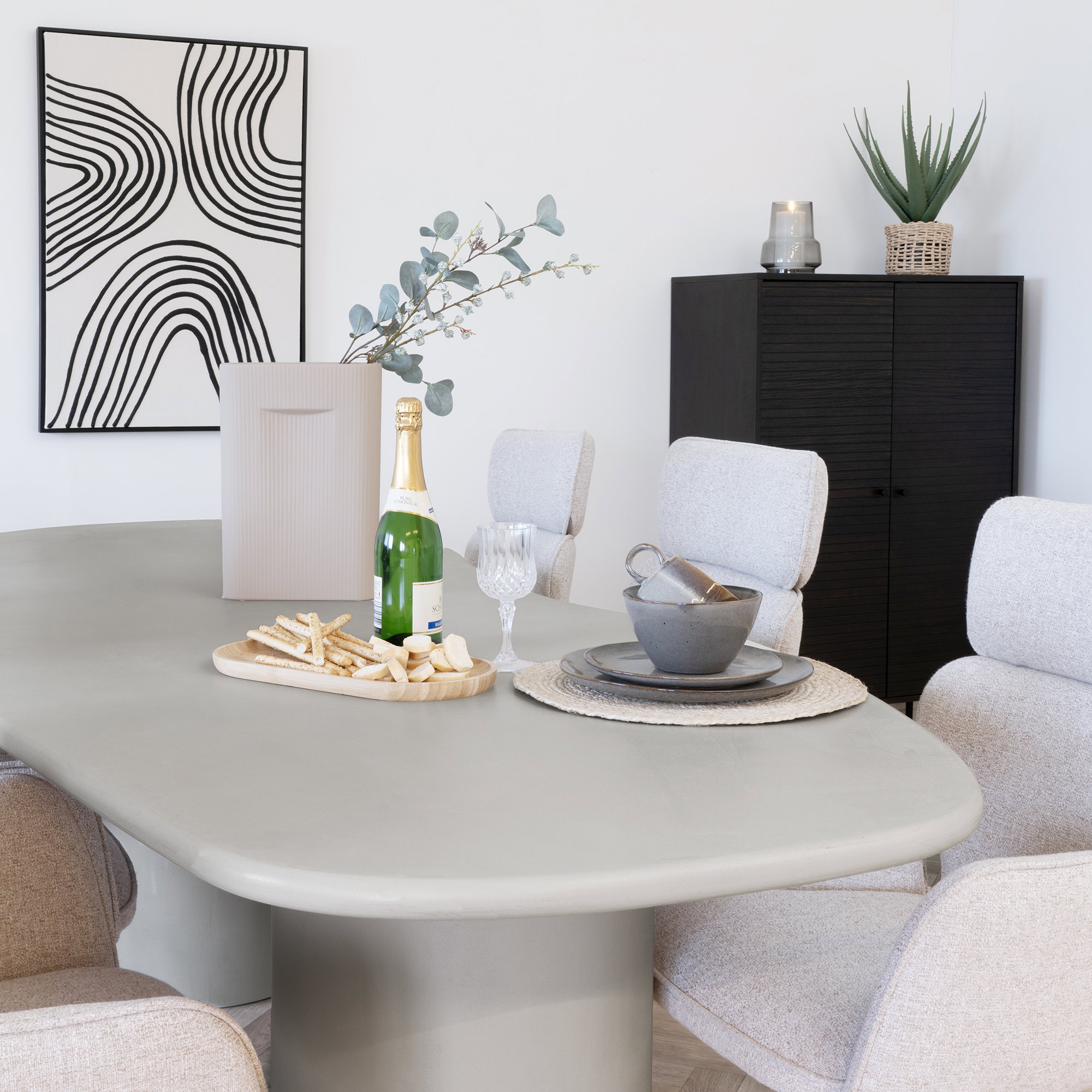 Maranola Spisebord, cement look, beige, 96x200x76 cm - Billede 6