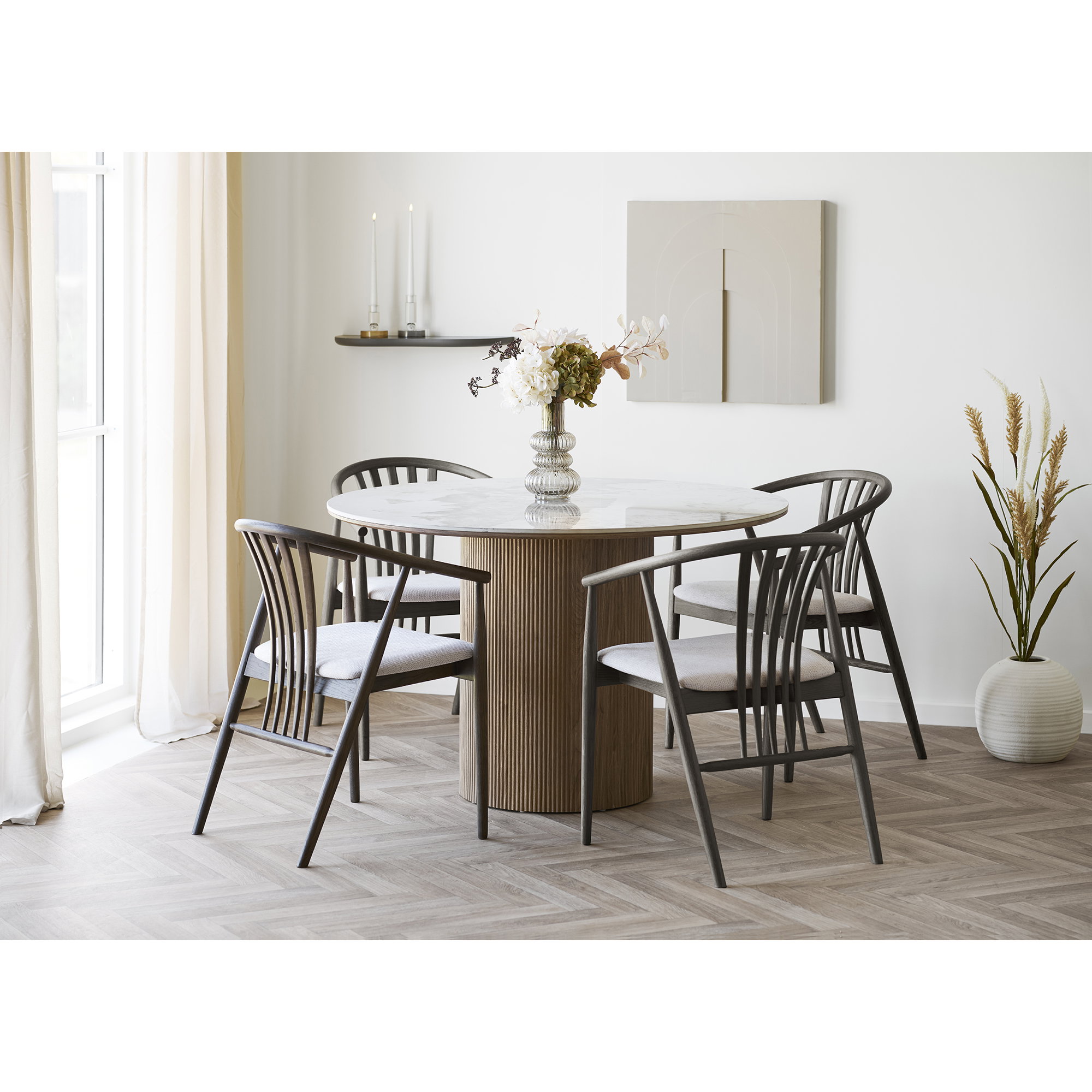 Athens Spisebord, keramik bordplade, hvid/brun, ø120x76 cm - Billede 6