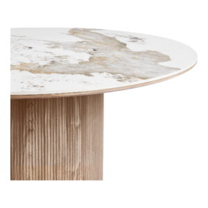 Athens Spisebord, keramik bordplade, hvid/brun, ø140x76 cm - Billede 3