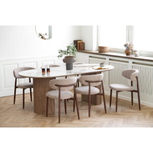 Athens Spisebord, keramik bordplade, hvid/brun, 100x210x76 cm - Billede 6