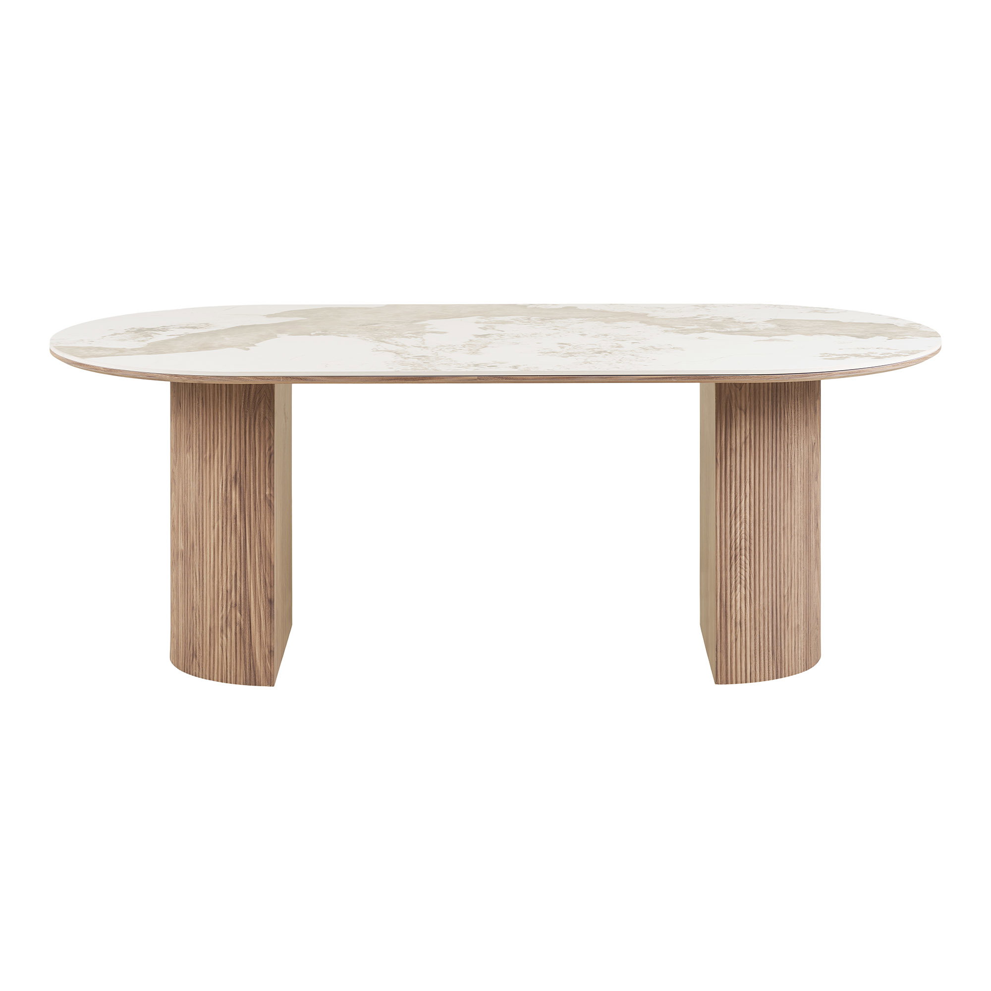 Athens Spisebord, keramik bordplade, hvid/brun, 100x210x76 cm - Billede 2