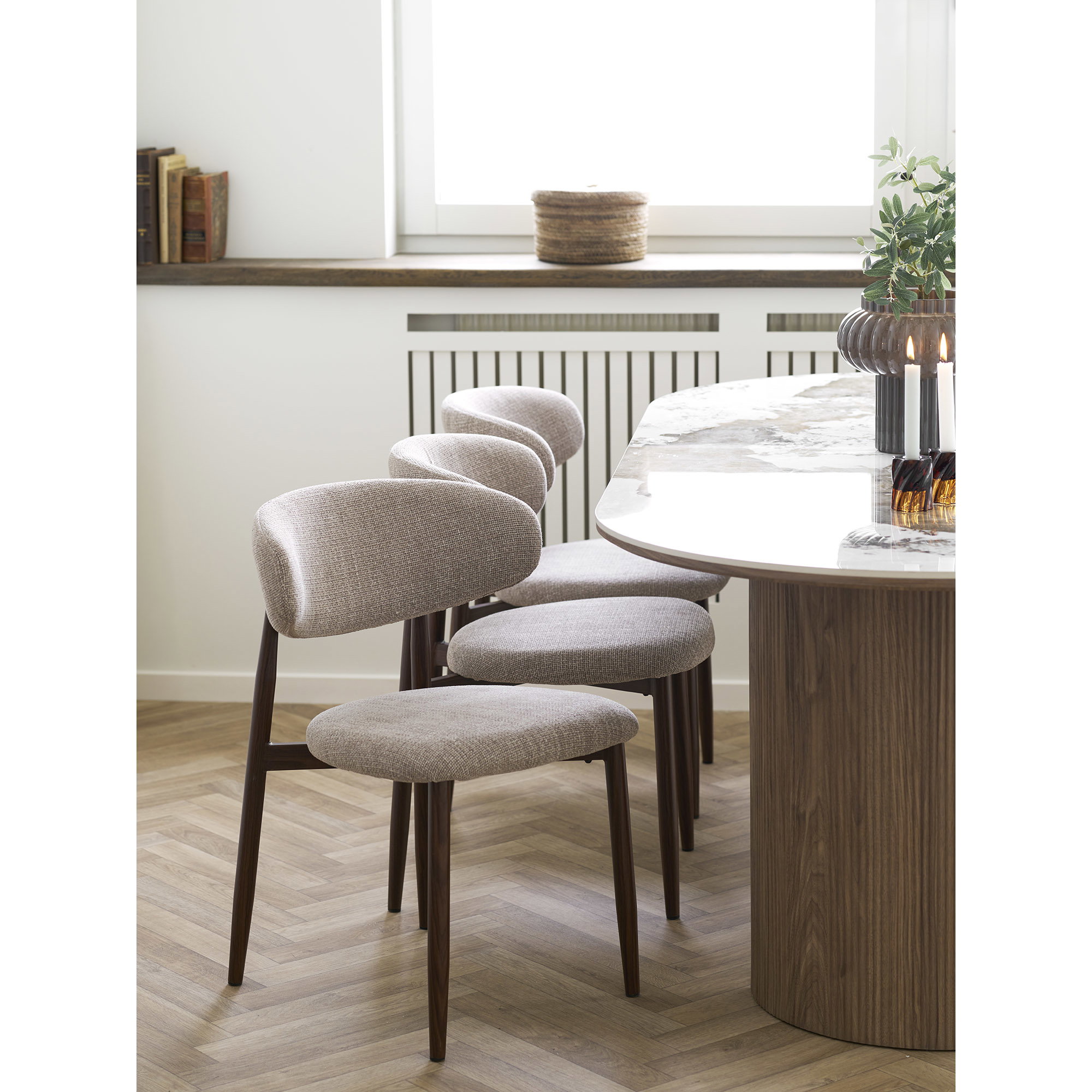 Athens Spisebord, keramik bordplade, hvid/brun, 100x210x76 cm - Billede 8