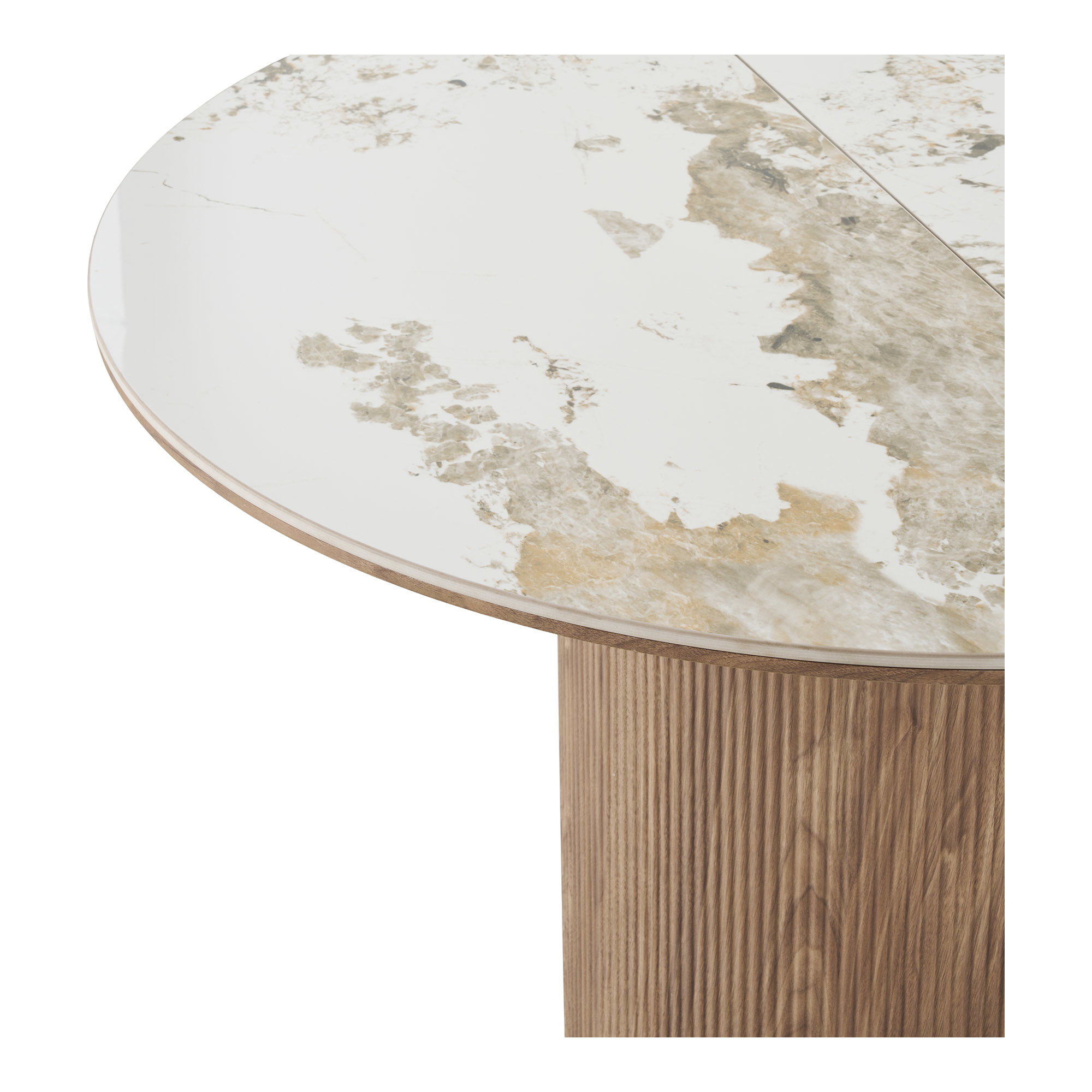 Athens Spisebord, keramik bordplade, hvid/brun, ø120x120-160-200x76 cm - Billede 4