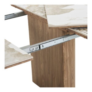 Athens Spisebord, keramik bordplade, hvid/brun, ø120x120-160-200x76 cm - Billede 5