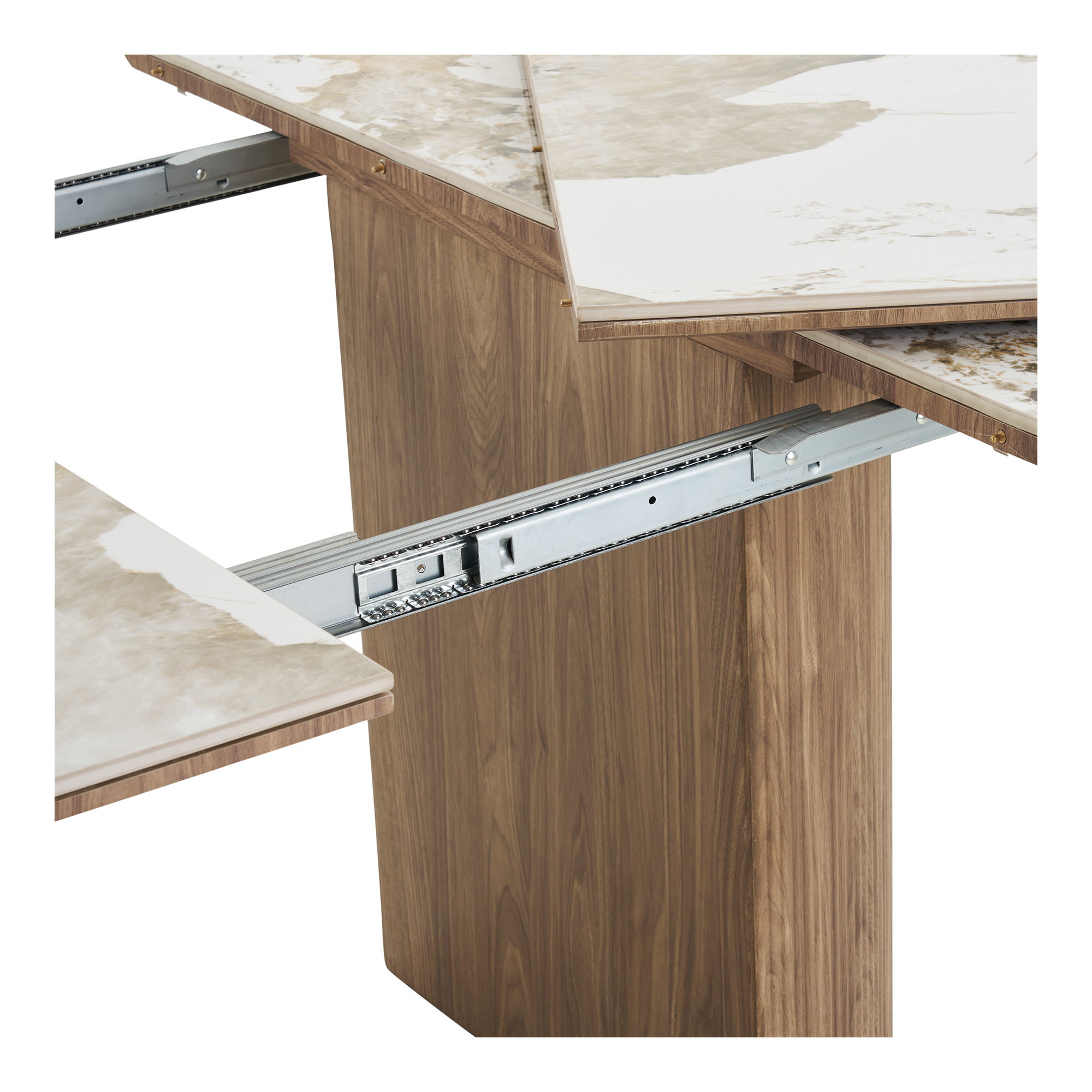 Athens Spisebord, keramik bordplade, hvid/brun, ø120x120-160-200x76 cm - Billede 5