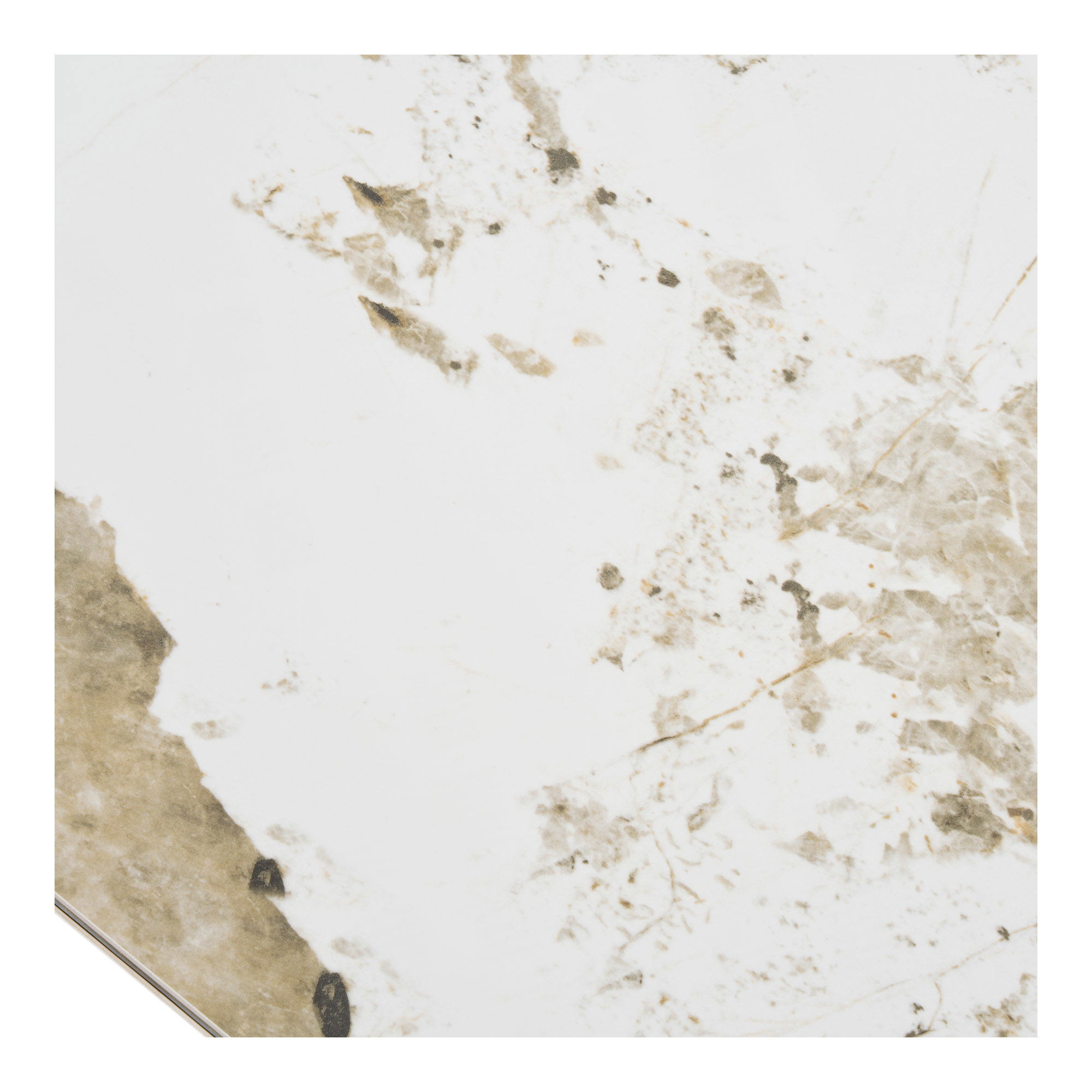 Athens Spisebord, keramik bordplade, hvid/brun, ø120x120-160-200x76 cm - Billede 6