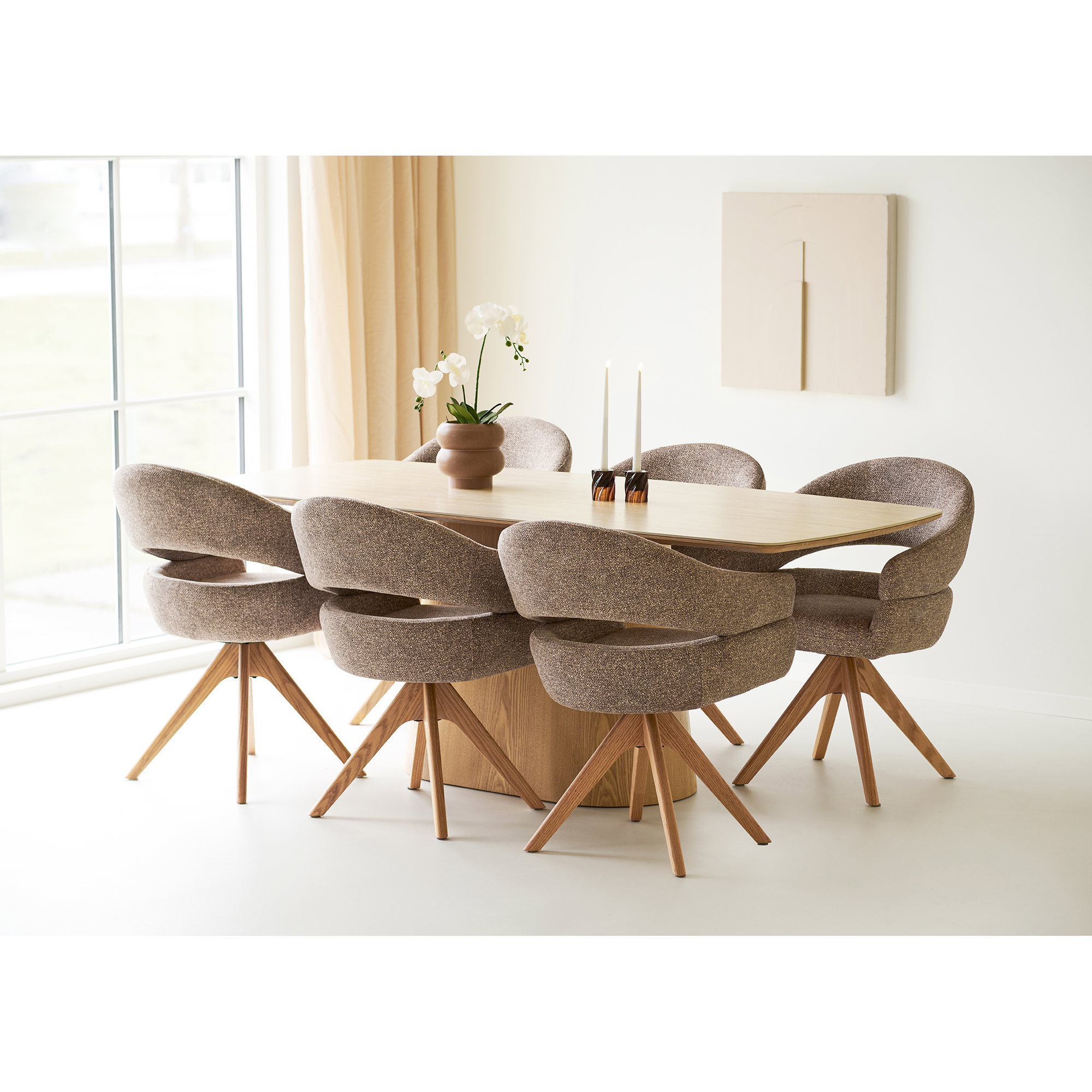 Noli Spisebord, keramisk bordplade/askefiner, travertin look/natur, 90x200x76 cm - Billede 6