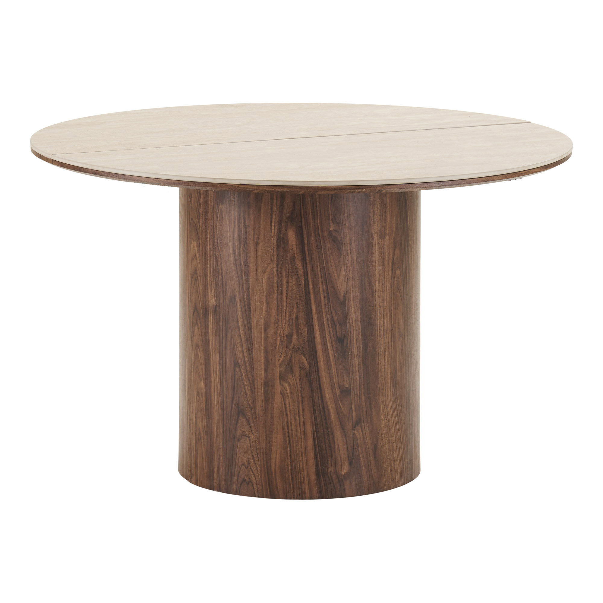 Delphi Spisebord, keramik bordplade, travertin/mørkebrun, ø120x120-160-200x76 cm - Billede 2