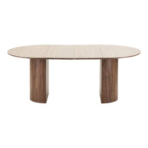 Delphi Spisebord, keramik bordplade, travertin/mørkebrun, ø120x120-160-200x76 cm - Billede 3