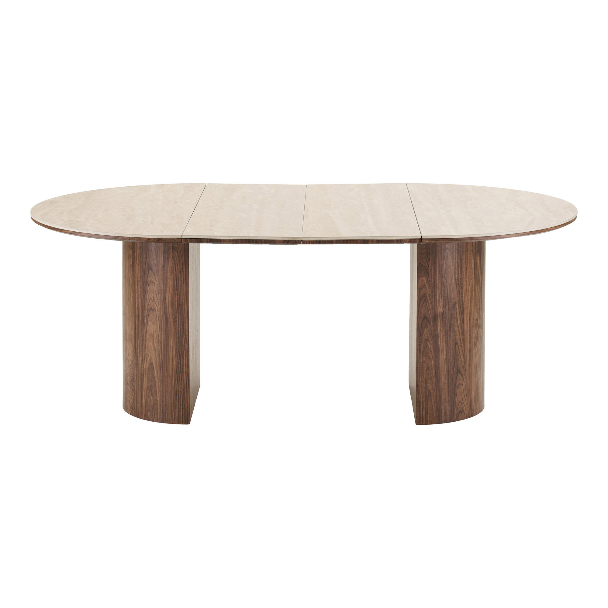 Delphi Spisebord, keramik bordplade, travertin/mørkebrun, ø120x120-160-200x76 cm - Billede 3