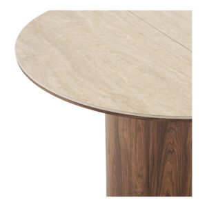 Delphi Spisebord, keramik bordplade, travertin/mørkebrun, ø120x120-160-200x76 cm - Billede 4