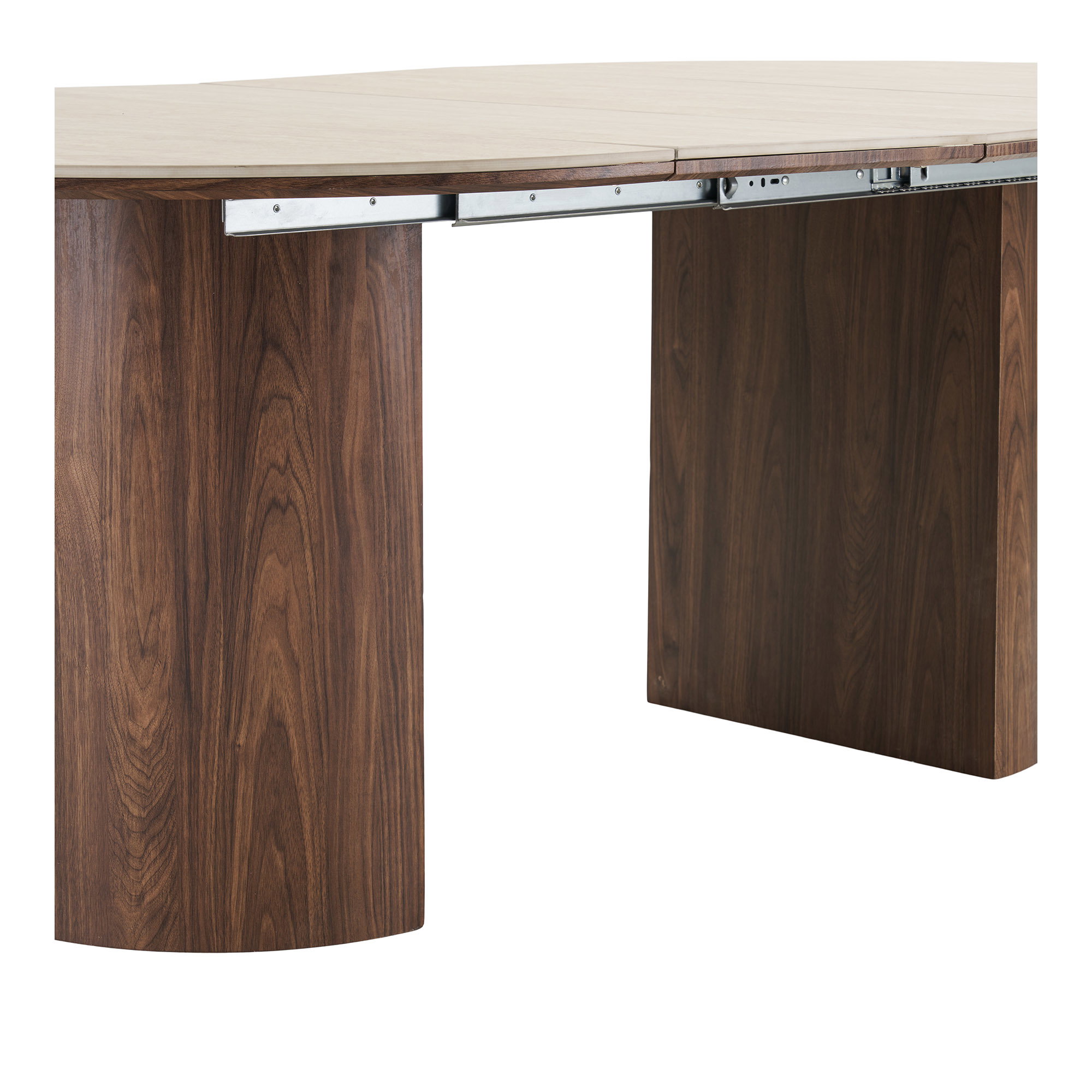Delphi Spisebord, keramik bordplade, travertin/mørkebrun, ø120x120-160-200x76 cm - Billede 5