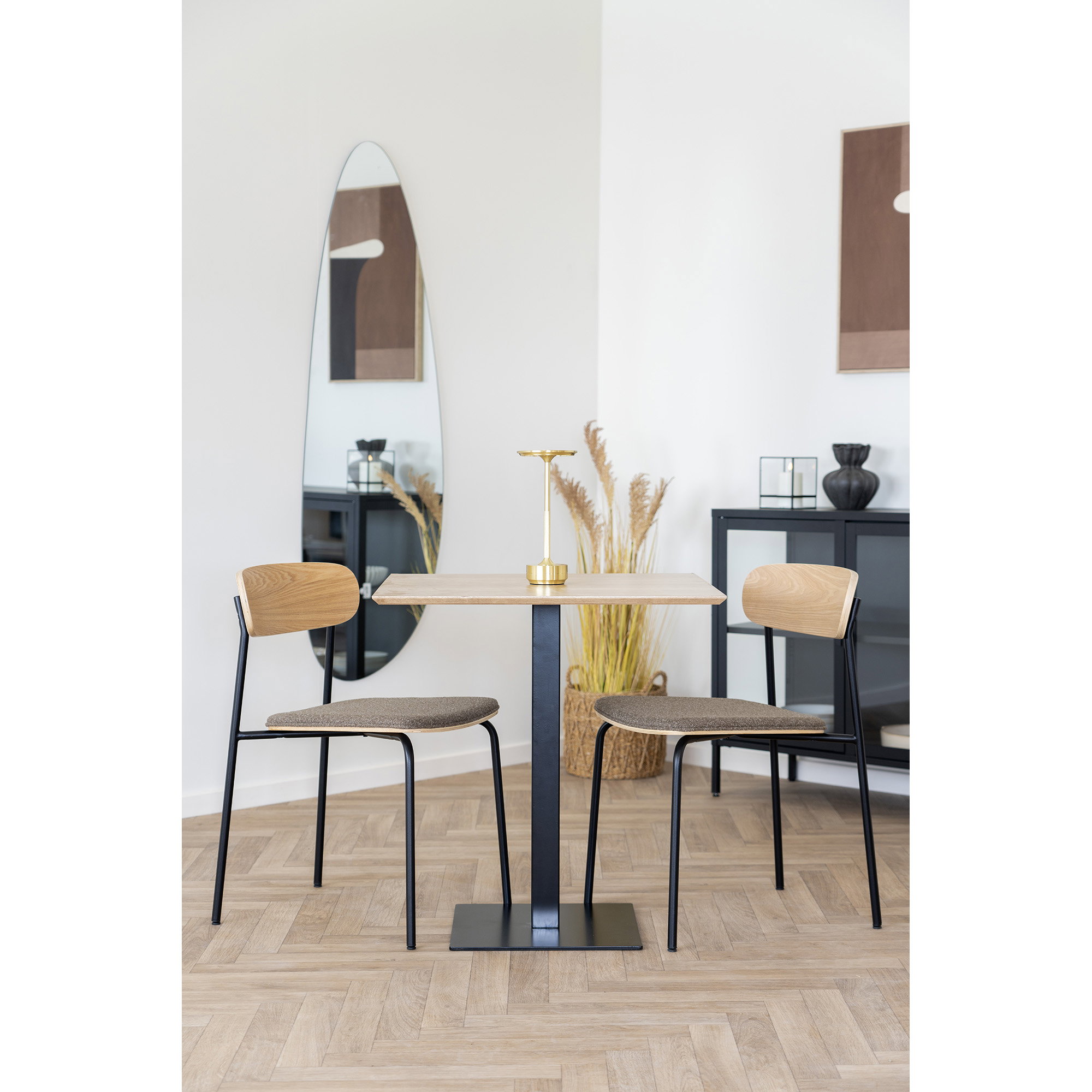 Fano Cafebord, melamin, natur, sort metal base, 70x70x75 cm - Billede 6