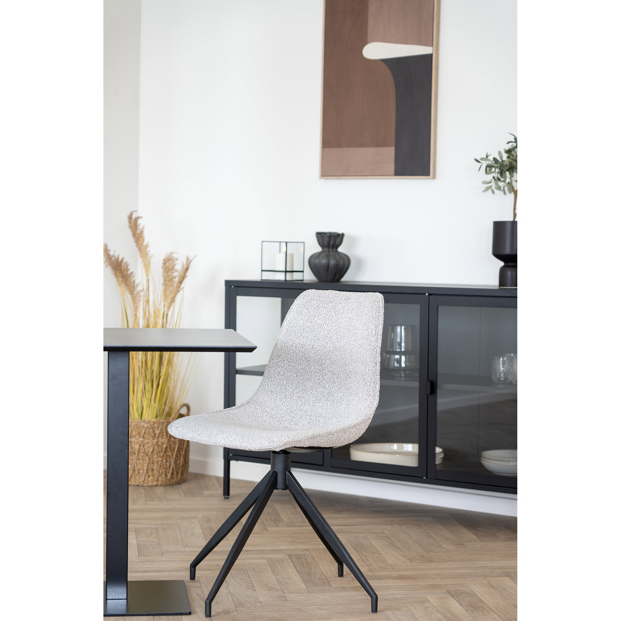 Fano Cafebord, melamin, mørk stenlook, sort metal base, 70x70x75 cm - Billede 8