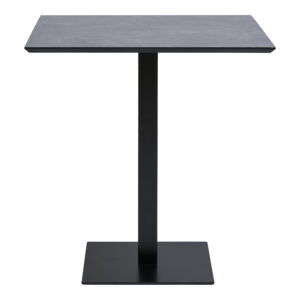 Fano Cafebord, melamin, mørk stenlook, sort metal base, 70x70x75 cm