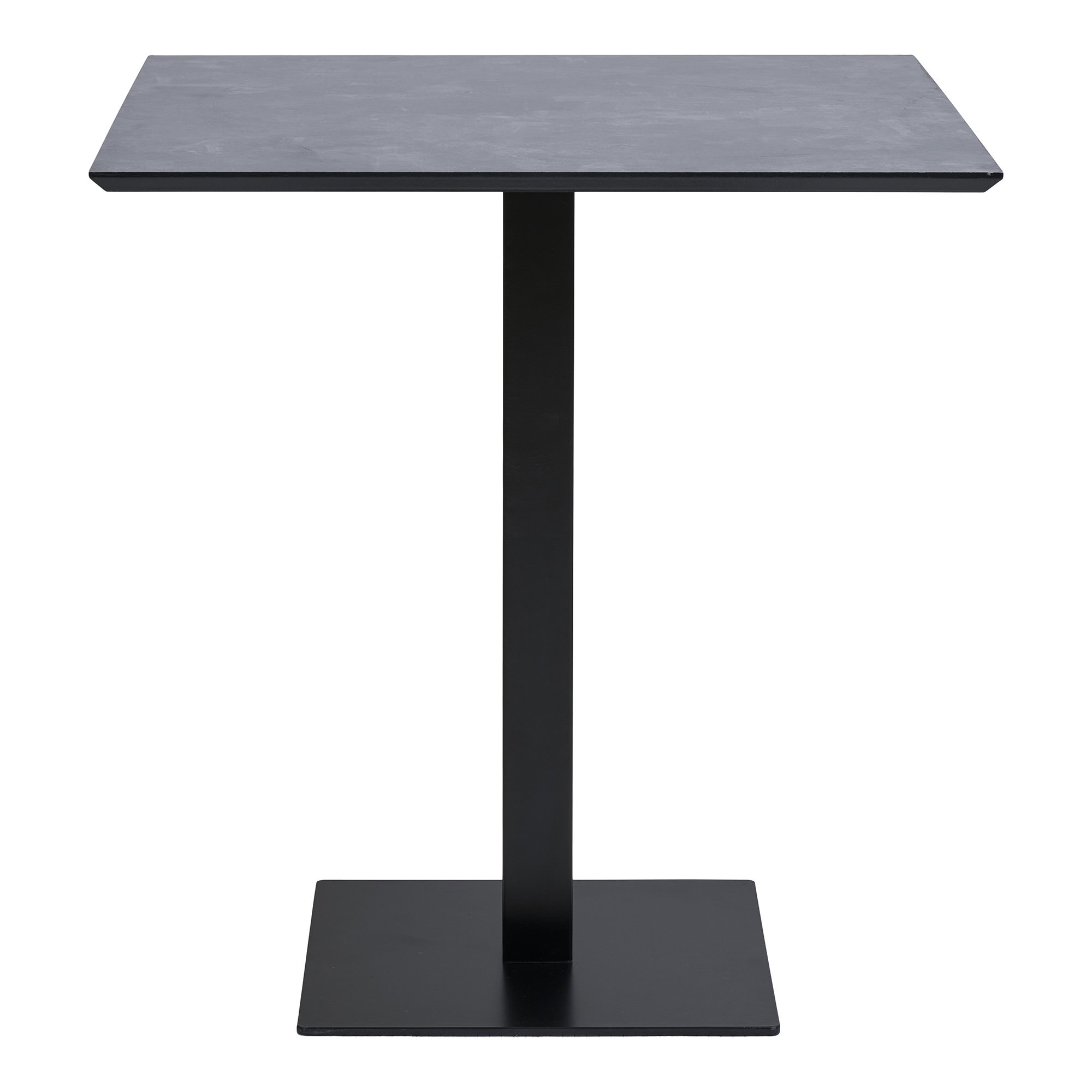 Fano Cafebord, melamin, mørk stenlook, sort metal base, 70x70x75 cm
