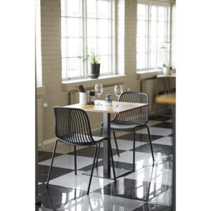 Lignano Cafebord, egetræ, sort metal base, 70x70x75 cm - Billede 6