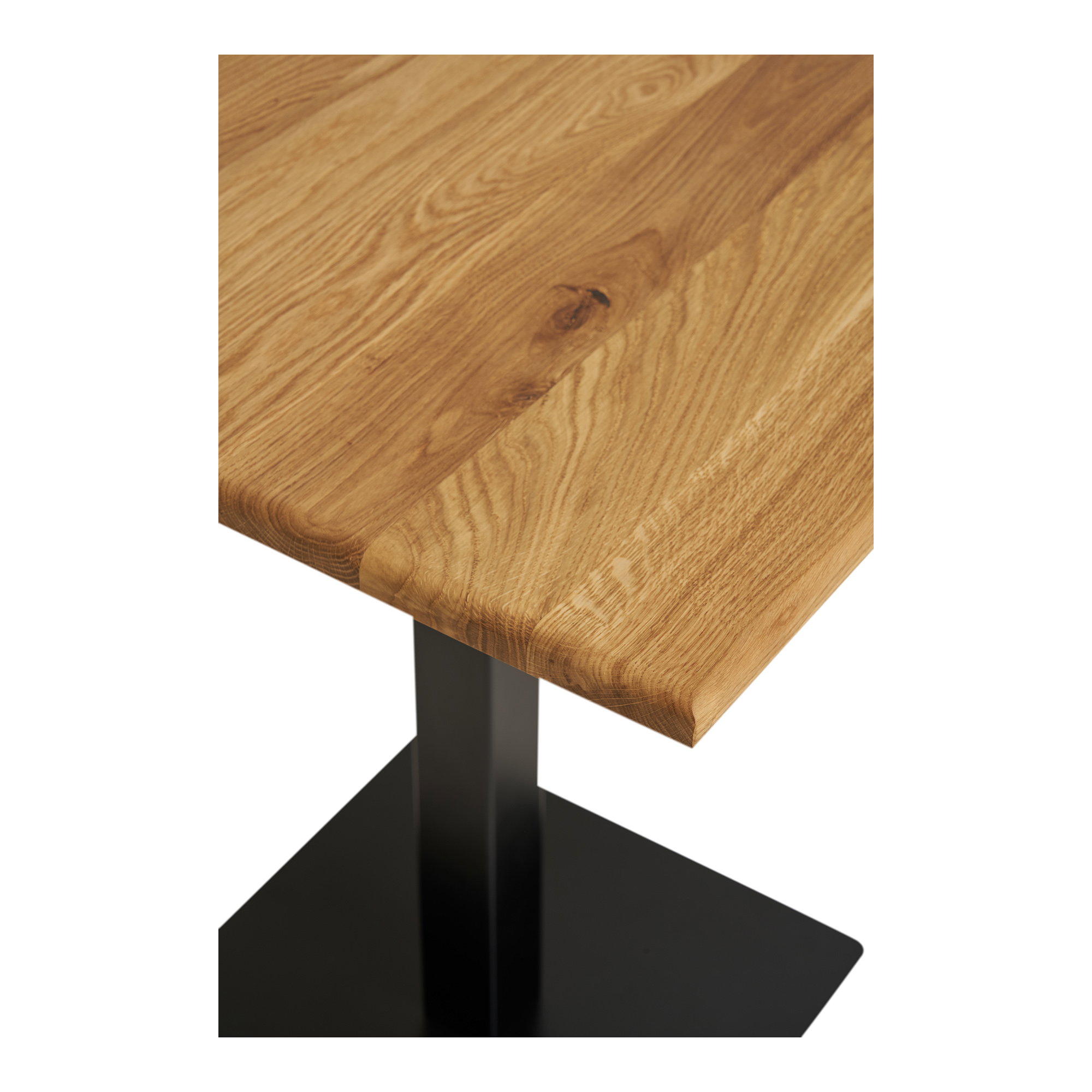 Lignano Cafebord, egetræ, sort metal base, 70x70x75 cm - Billede 3