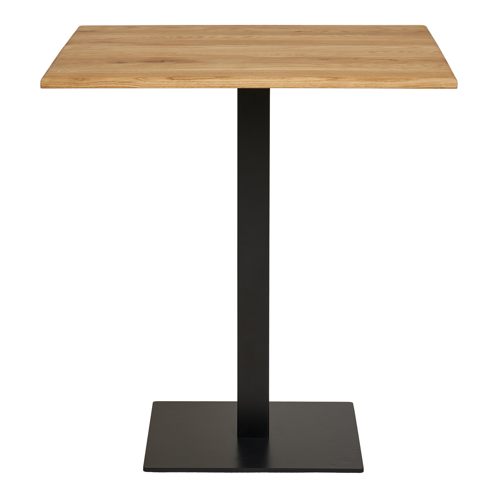 Lignano Cafebord, egetræ, sort metal base, 70x70x75 cm
