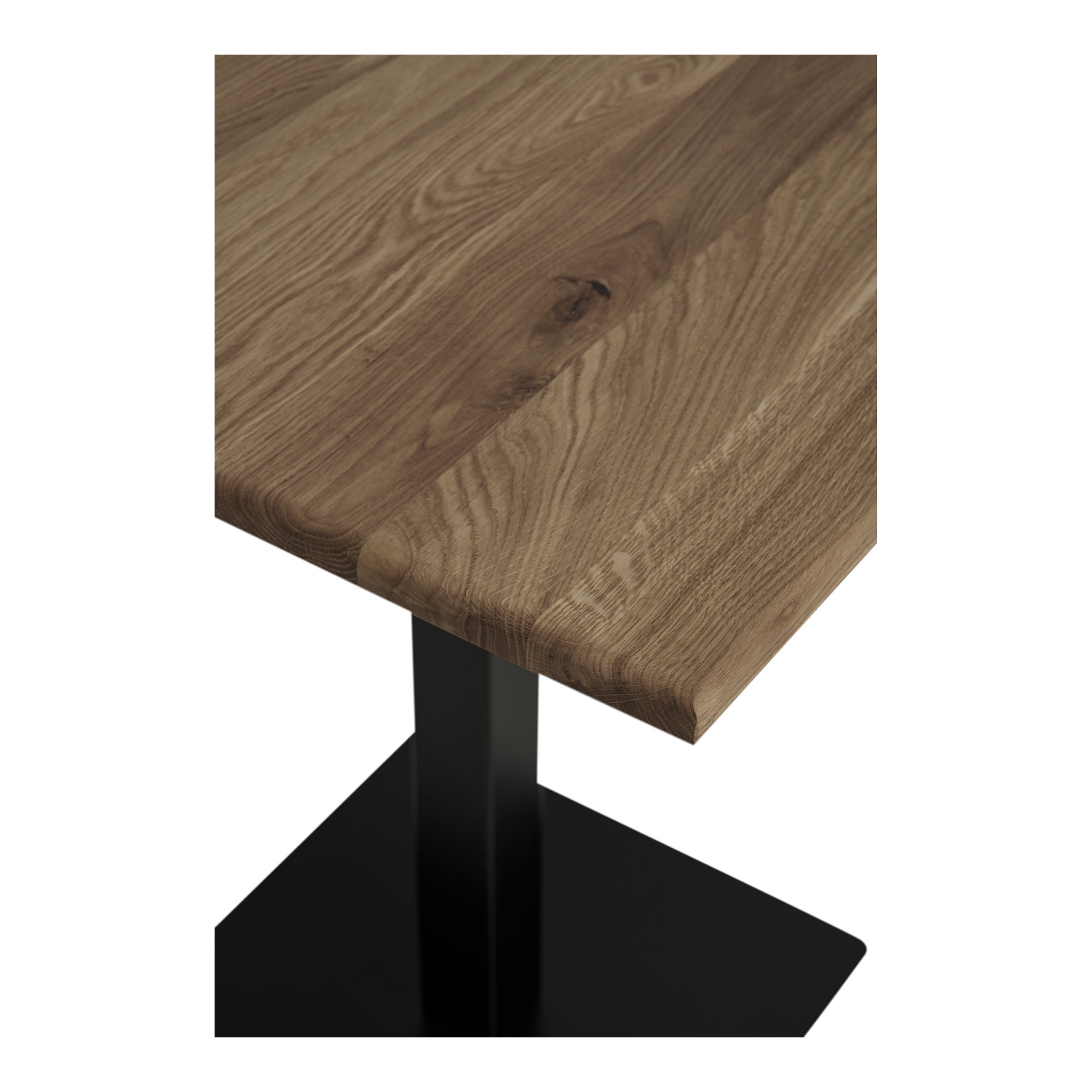 Lignano Cafebord, smoked eg, sort metal base, 70x70x75 cm - Billede 3