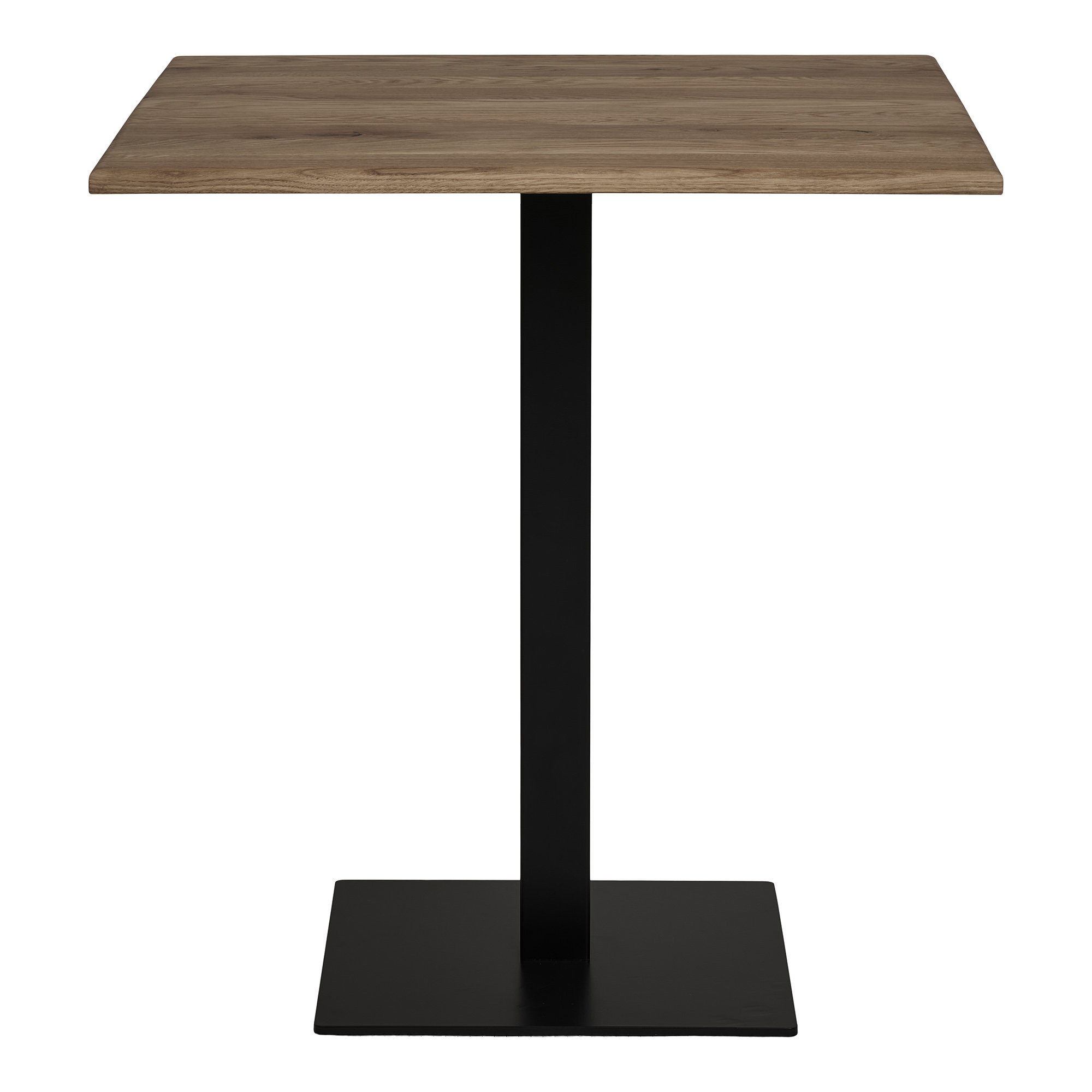 Lignano Cafebord, smoked eg, sort metal base, 70x70x75 cm
